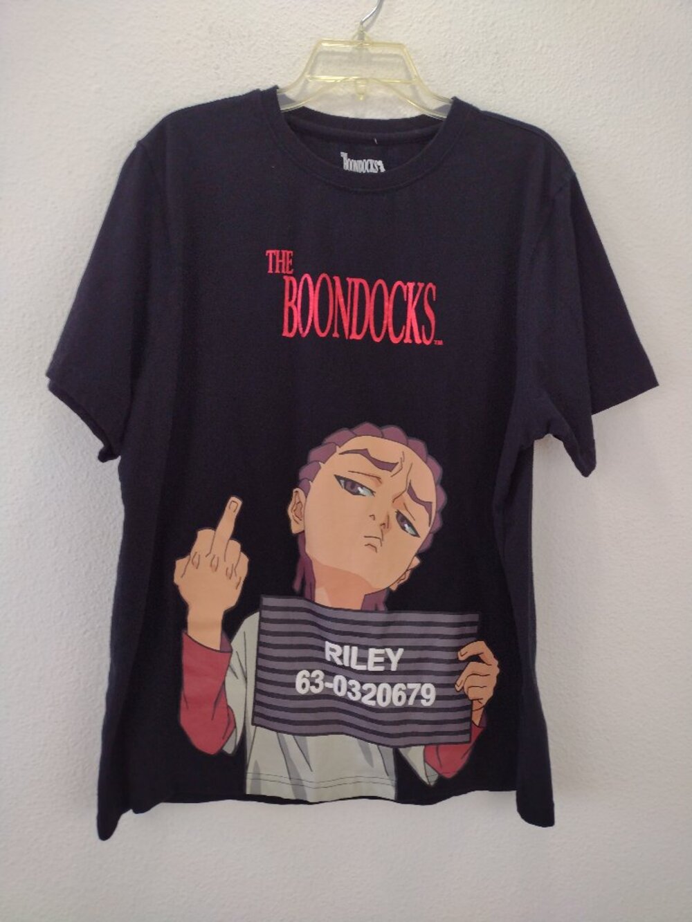 The Boondocks Men's T-Shirt Riley Mugshot XL Black